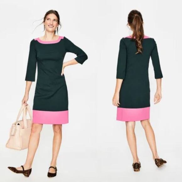 Boden Dresses & Skirts - Womens Boden Siobhan Lined Ponte Shift Dress Blue Pink Colorblock Jersey Sze 6R